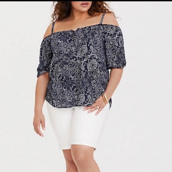 torrid Tops - Torrid Navy Paisley Challis Blouse